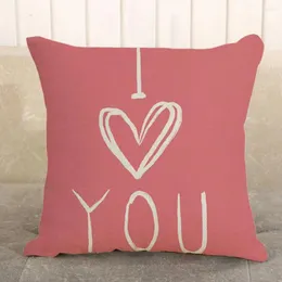 Pillow I Love Case Valentine's Day Red Heart Print For Holiday Decoration Flax Modern Zipper Options Sofa