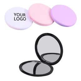 Handheld Make -up Mirror Private Label -Anpassung doppelseitig Mini Tragbares Taschenfaltungsrunde Make -up -Spiegel für Reisebläser Beauty Cosmetic Tool