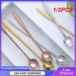 Scolle di caffè 1/2 pezzi Spoon rosa Non sbiadire la modellazione creativa che mescola cucchiai gadget cucina manico lungo piccolo