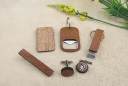 10st Portable Wood Blank Bottle Opener Key Chain Money Clip Cufflinks Wood Unique Creative Gift 2203098732001