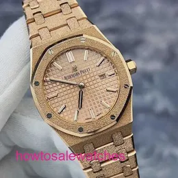 Luxury AP Wrist Watch Royal Oak Series 67653OR Hammer Gold Craft Commonly Known As Frost Gold More Brilliant Quartz Womens Watch Accurate Timing