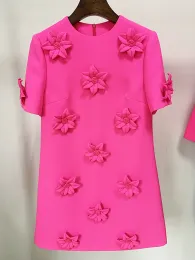 정장 여성 꽃 장식 드레스 Aline Blazer 드레스 Oneck New Fashion Prom Party Leisure Lady Wear in Stock Hot Pink Suit