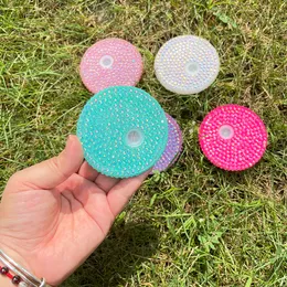 BPA free colorful shiny Rhinestone Studded Bling 16oz plastic lids Leak Proof Super Sparkly bling shiny Lids for 16oz 20oz glass ready to ship in USA warehouse