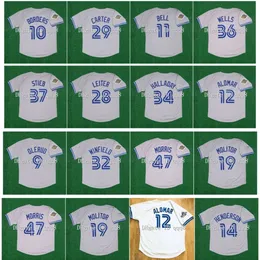 Kob 1992 Retro 29 Joe Carter Jersey 12 Roberto Alomar 11 Derek Bell 37 Dave Stieb 9 John Olerud 47 Jack Morris 32 Dave Winfield Jose Bautista