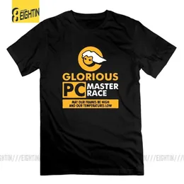メンズTシャツGlorious PC Gaming Master Race TシャツクリエイティブデザインショートリーブティーメンズOネックTシャツ100％コットンT240425