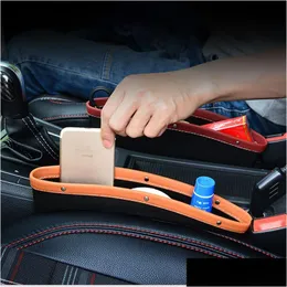 Car Organizer Pu Leather Storage Seat Slip Gap Case Pocket Mtifunctional Driver Catcher Cup Holder Accessories Drop Delivery Automobil Otf5K