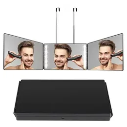 Makeup Mirror Trifold Foldable 360 Degree Bathroom Rear View Height Adjustable Cutting Styling Shaving Cosmetic Haircut Tools