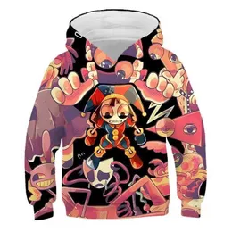 Molus de moletons masculinos O incrível Circus Digital Circus 3D Capuz impresso Homem de mangá desenho animado Y2K Pullover personalizado Mulheres de manga comprida 240424