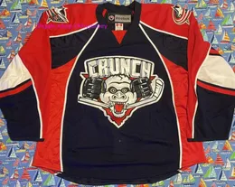 저렴한 스티치 빈티지 AHL Syracuse Crunch Fight Strap Hockey Jersey Mens Kids Thinkback Jerseys7309392