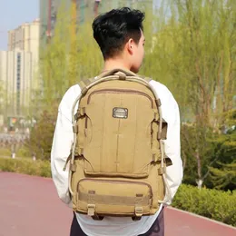 Mochila 48L de grande capacidade masculina montanhismo ao ar livre espessado design de lona design casual feminina viagens