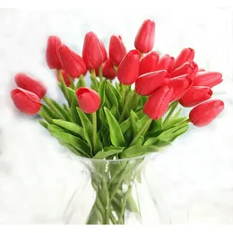 Decorative Flowers 20pcs/lot Real Touch PU Mini Tulip Artificial Wedding Home Decoration Flower 8 Color (no Vase)