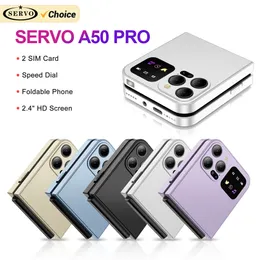 Servo A50 Pro Flip Phone Двойной SIM-карт GSM Электрический факел Автоматическая запись звонка 2,4 дюйма складываемых мобильных телефонов Type-C Type-C