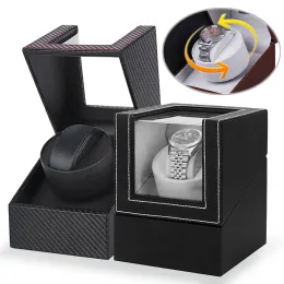 Koffer rotierender Uhrenbox Wickler PU Leder Automatisch Watchwinder ruhiger Motor Signle Watch Slot Organizer Winder für Männer