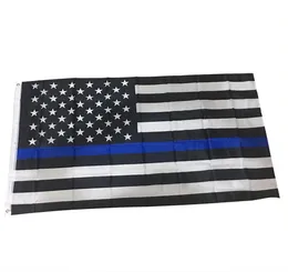 90150cm Bluelinered USA Police Flags 3x5 피트 얇은 파란색 라인 미국 깃발 검은 흰색 및 파란색 아메리칸 플래그와 황동 그로밋 6164546