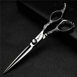 Hair Scissors Hair Scissors Crescedor Profissional 60 55 7 polegadas 440c Japão Aço da mão esquerda do lado esquerdo Tesoura Cutting Shears7632943 Q240425