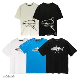 Mens Tshirts Palms Tshirt Mulheres T Camisetas de designer Camisa ângulo de manga curta Marca de moda de verão lazer Tee covões de tubarão impressão de luxo Tops Tamanho da roupa SXL V8M2