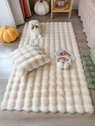 Tappeti tappeti cremoso peluche a bolla tappeto cuscino in velluto morbido tappetino bianco rosa grigio verde camera da letto divano