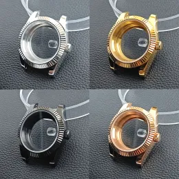 케이스 NH35 사례 39mm 은빛/검은 고급 남성용 강철 케이스 Fit NH35 NH36 Movement Sapphire Glass Case 20mm 스트랩 시계 박스