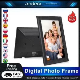 FRAMENTOS Andoer 10,1 polegadas quadros de foto digital Cloud Digital Picture Scret TFT Touch Screen com presente de suporte traseiro para amigo e família