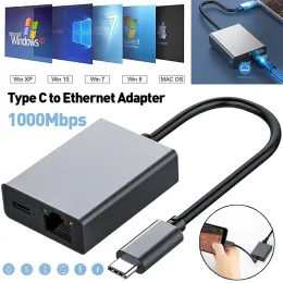 Adapter 1000 Mbit/s typec an RJ45 Internet -Kabel -Plug und Spielen Sie USB -to -Ethernet -Netzwerkadapter -Ladung für Mobiltelefone/Tablet.