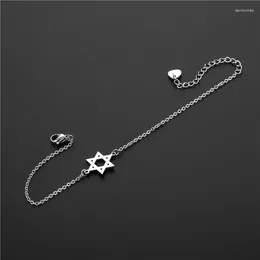 Bracelets de charme Jóias simples de pulseira de David para homens mulheres retrô aço inoxidável hexagrama judeu de cadeia ajustável