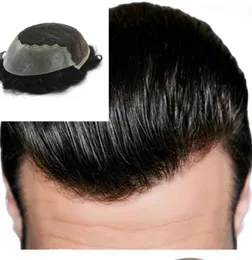 Швейцарское кружево с кожей Toupee Q6 Base Men Men Toupee Human Remy Hair 810 дюймов1b Mens Whorpieces Различные системы замены цвета для M741247919