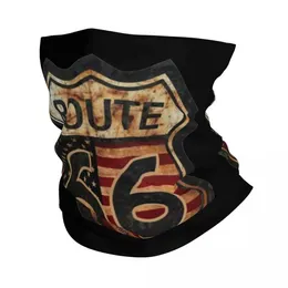 Mode ansiktsmasker Neck Gaiter Route 66 Road Highway Bandana Neck Gaiter Printed Balaclavas Magic Scarf Multiuse Cycling Outdoor Sports for Men Adu Y24042568zz