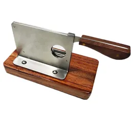 Desktop Home Cigar Scissors Rosewood Base Sharp Rostfritt stål Blad Creative Guillotine Cigar Cutter Kök Knivtyp