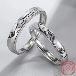 Pierścienie klastra 925 Sterling Silver Woman's Wysokiej jakości modne góry biżuterii i morza pierścionka dla mężczyzn XY0334