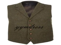 Green Wool Tweed Herringbone Wedding Groom Vests Groomsmen Vests VNeck Men039s Suit Vests Vest Men039s Dress Vest Waistcoat3897630