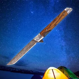 Coltello pieghevole Flipper A2366 di alta qualità Pattern laser 3CR13Mov Modello tanto Punto in legno/lamiera in acciaio Cuscinetto a sfera Cuscinetti tascabili EDC