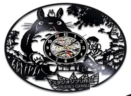 Zegarki ścienne Studio Ghibli Totoro Clocon Cartoon My Neighbor Winyl Record zegar Watch Home Decor Prezent dla dzieci Y3845541