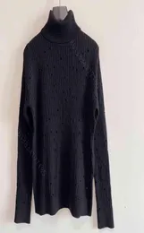 Feshion Desinger Женский свитер вязаный круглый шее бренд, вязание ретро -дыра, оставляя женскую одежду, женщины 039, повседневная PU7854245