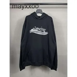 Suéter de capuz de impressão de impressão B Alta Versão Casual Paris Balenciigsss Long Family Adhesive Ok6w Tape Papel Letter Hoodies unissex solto saa5