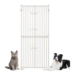 thumbnail image 2 of MODCART 61\" Extra Tall Cat Gate For Doorway, Adjtable Wide 30.2\"-32.6\" Dog Door With Cat Door, Suitable For Doorways Or Kitchen, No Drilling Pressure Mount Kit, White 2 of 14