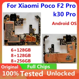 Anten Orijinal Xiaomi için Kilidi Poco F2 Pro Anakart 128GB 256GB Xiaomi K30 Pro Mianboard Full Chips Çalışma Mantık Kurulu