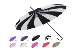 Creative Design Black and White Striped Golf Paraply Långhandlad Straight Pagoda Paraply Wedding Parasol 8 Colors7351931