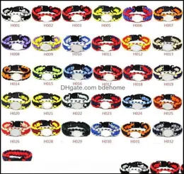 Bracelets Bracelets пешие прогулки и Cam Sports Outdoors Mix Styles 32 футбольная команда Paracord Made Made Indians Logo Umbrella3239632