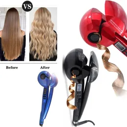 Irons Hair Waver Hairler Retler Auto Rotat Cerâmica Caminhão automático LED Exibição de temperatura Professiona Ministério Ferramentas de estilo elétrico Curling elétrico