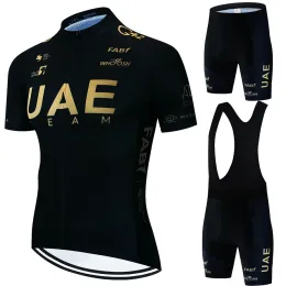 Sets UAE Cycling Clothes Jersey Men Set Mtb Road Bike Uniform Shorts Man Mountain Complete 2024 Bib Men's Suit Cycle Spring Summer