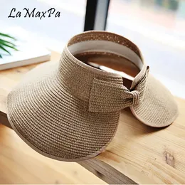 Lamaxpa Women Visor Summer Hat Hat Sun pieghevole largo cappelli da spiaggia di Brim Brim Gapeau Femme UV Protection Cap 240408