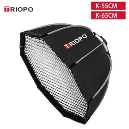 Studio Triopo Bowens Mount SoftBox With Grid 55cm 65cm 90cm 120cm Portable Octagon Umbrella Outdoor With Bag For Studio Flash Soft Box