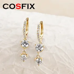 أقراط مسمار Cosfix 925 Sterling Silver D Color Moissanite Hoop for Women 4mm5mm شرابة القرط 2024 توجه مجوهرات رائعة أصلية