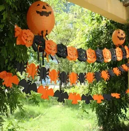 Creepy Halloween Garland Banner Bunting Bat Pumpkin Ghosts Spider Party Decorations Party Nightclub Bar Paper Flags Decor 118Inch2355039