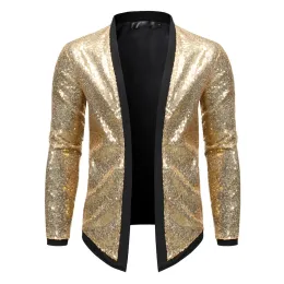 Jaquetas brilhantes lantejoulas de lantejoulas de lantejoulas blazer masculino novo slim fit cardigan mass blazers boate party dj stage de dança show de dança homme