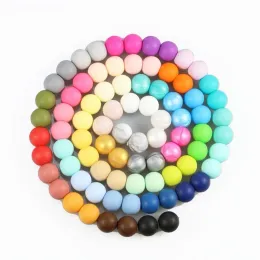 100pc 15mm Loose Silicone Beads for Teething Necklace baby For chew Teether A free teether 210909 ZZ