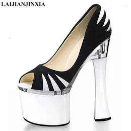 Dress Shoes LAIJIANJINXIA Classics Open Toe 18cm High-Heeled Single OL Formal Plus Size Pumps Platform 7 Inch High Heels