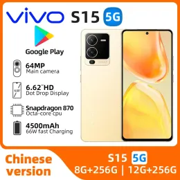 VIVO S15 Mobiltelefon 4500mAh Batteri 66W Laddning Snapdragon 870 Android 12.0 AMOLED 6.62 tum 90Hz 64.0MP Kamera begagnad telefon