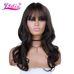 Wigs Lydia Mixed Long Tintetic Hair Straight Freeside Bang Women Afro American Tail Curly Wavy 18 pollici Kanekalon Daily Wig Blonde