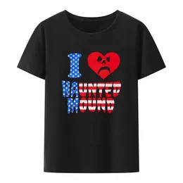 Camisetas masculinas sematary eu amo o monte de tendência popular de tendência, camiseta de forma de coração masculino, mulheres de manga curta Tees T240425